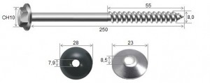 Parafuso Telha + Arruelas 5/16 x 250 Galvanizado Fogo - 10 peas